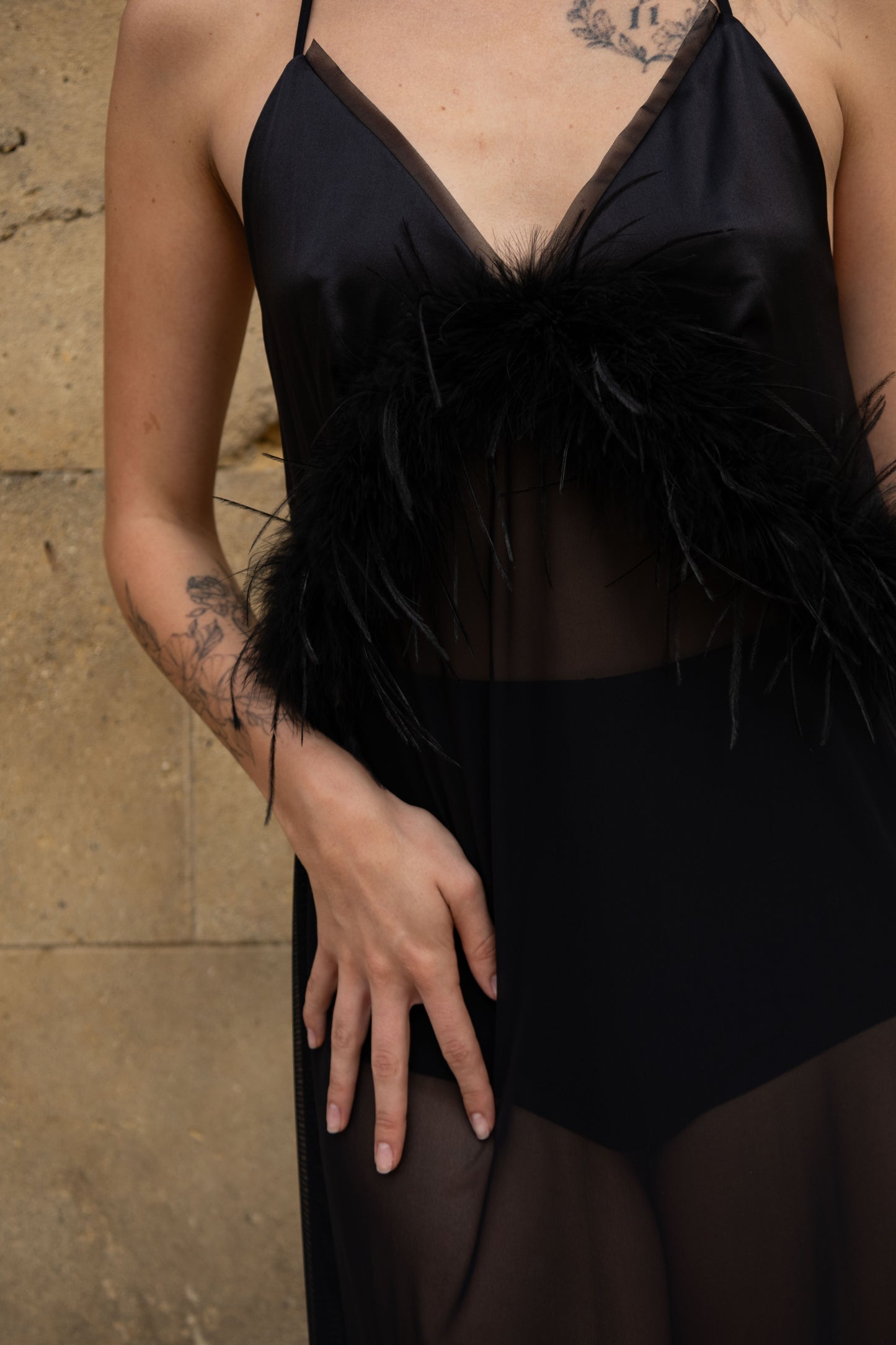 Women's long peignoir, 100% silk