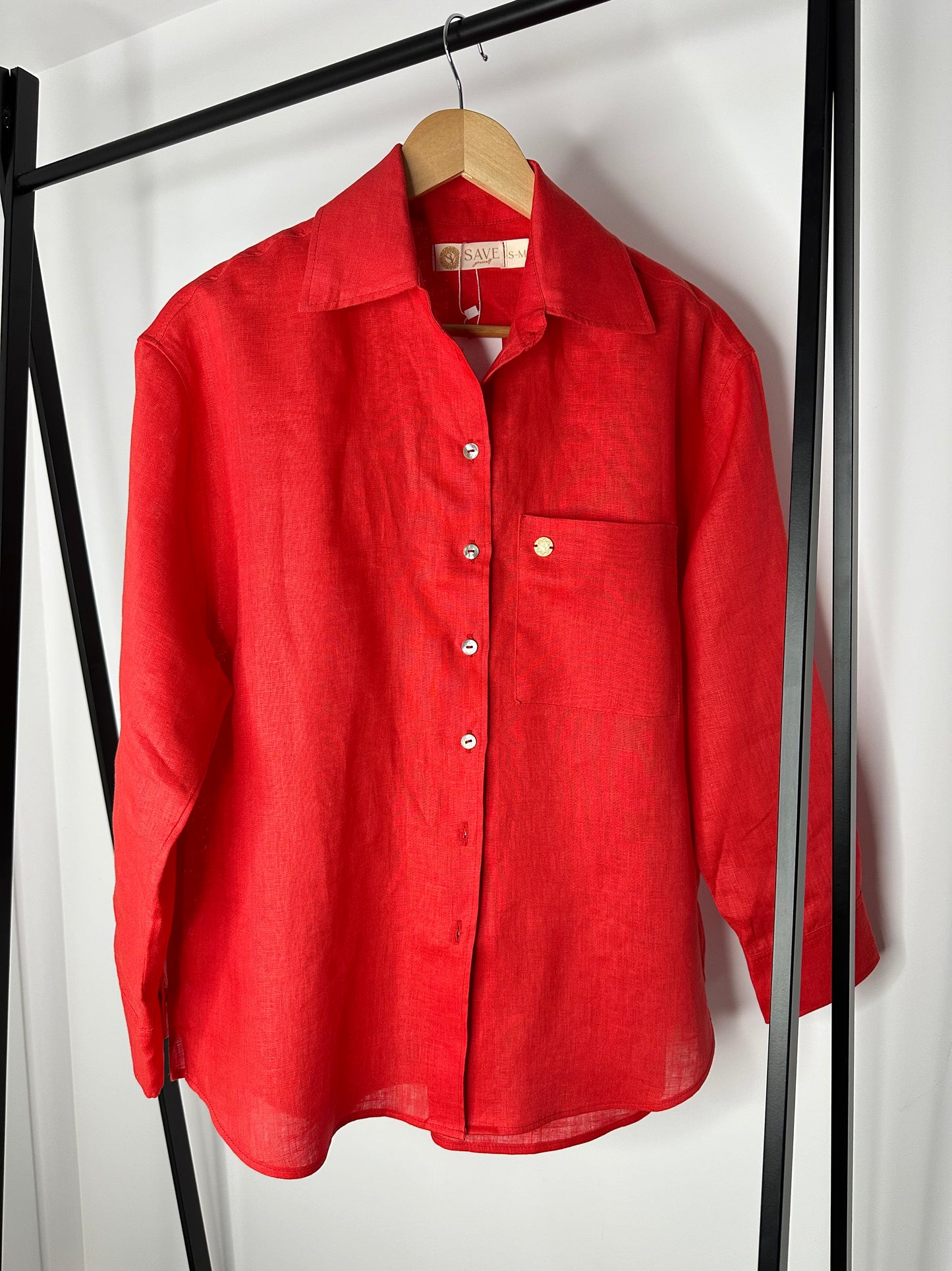 Women's linen 100% shirt in red