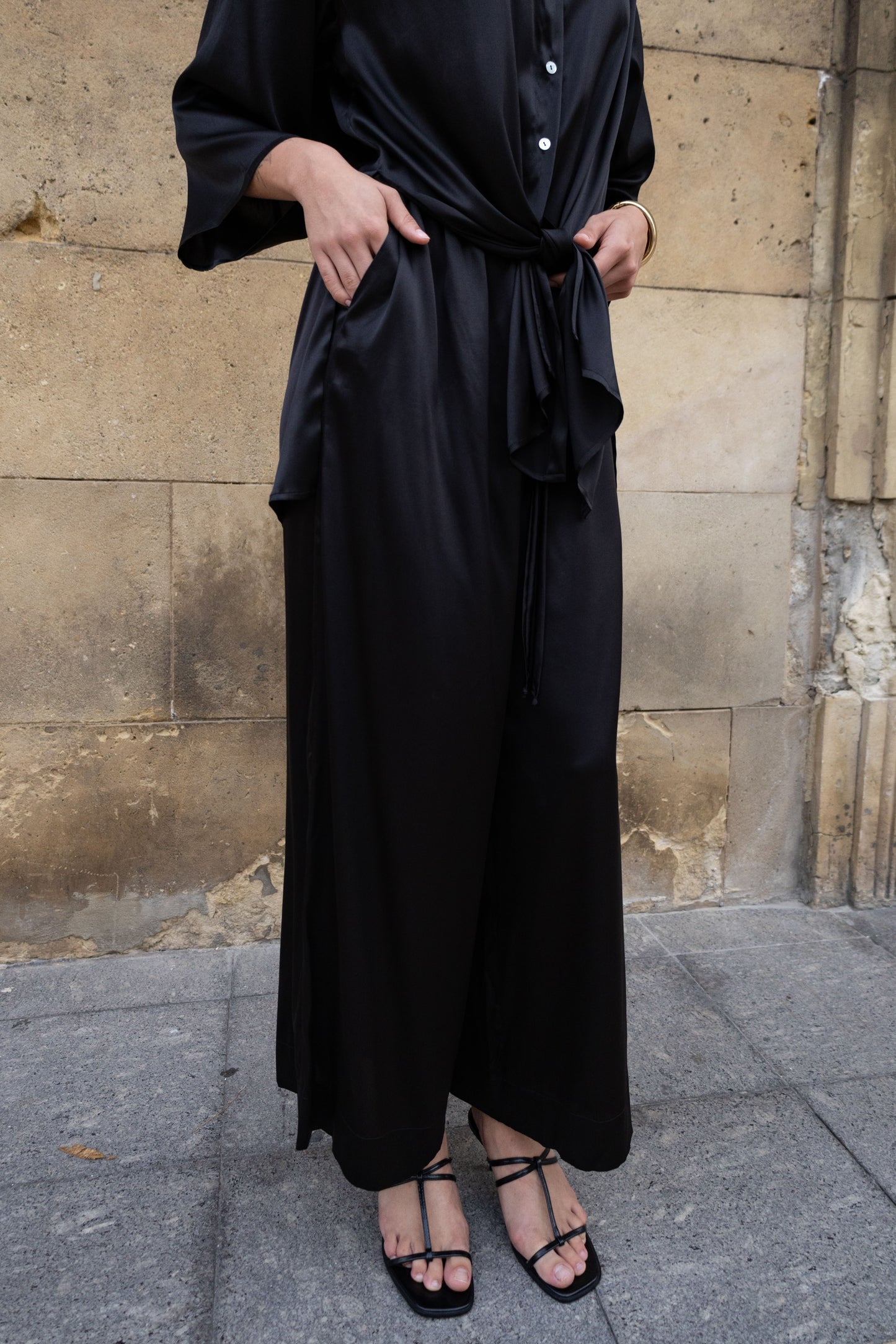 Suit, shirt and trousers, 100% silk, black