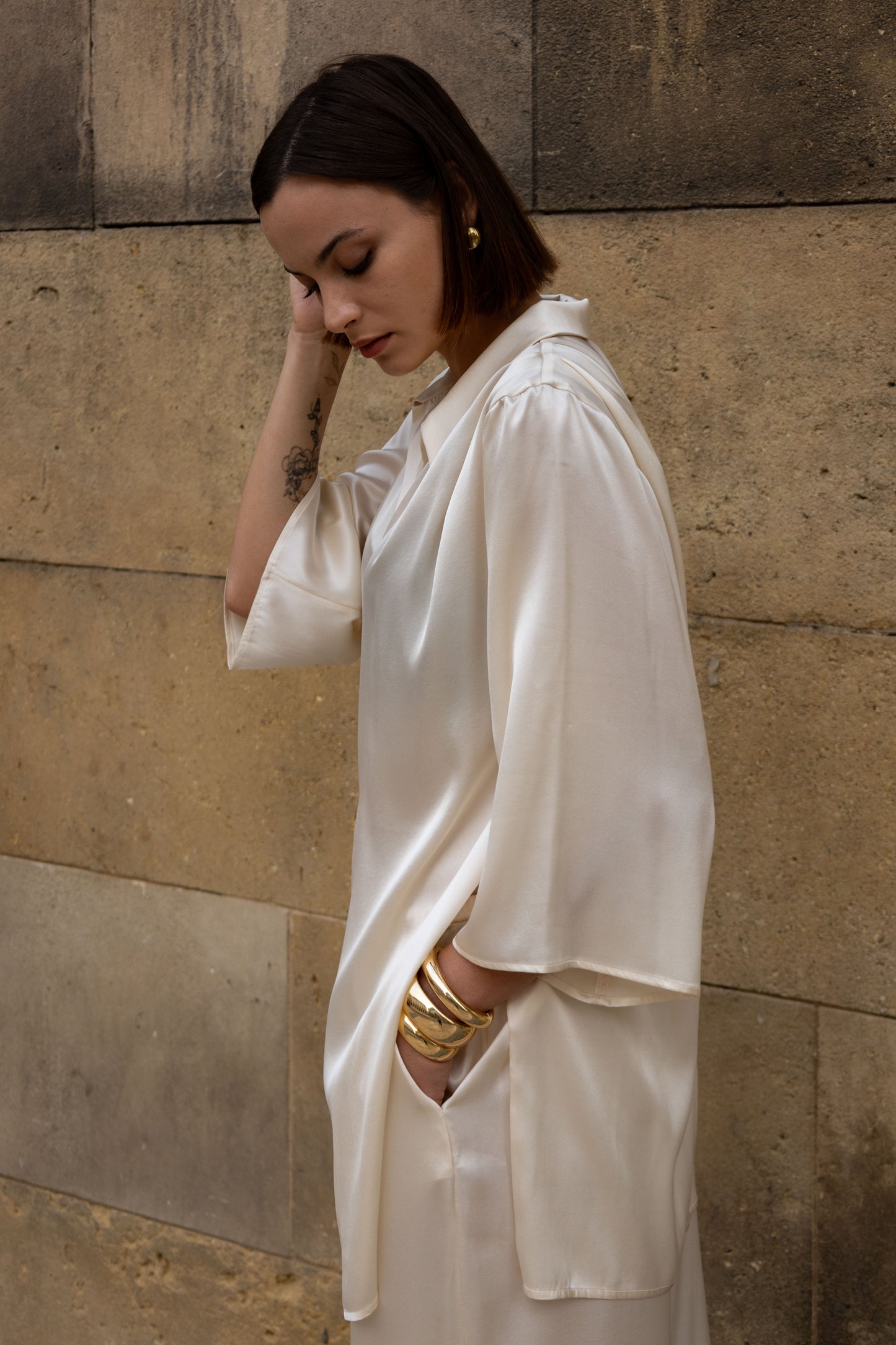 Костюм, сорочка та штани, італійський шовк 100%, чорний