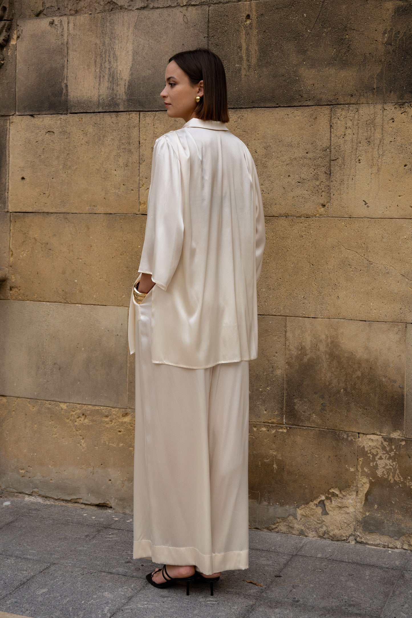 Костюм, сорочка та штани, італійський шовк 100%, чорний