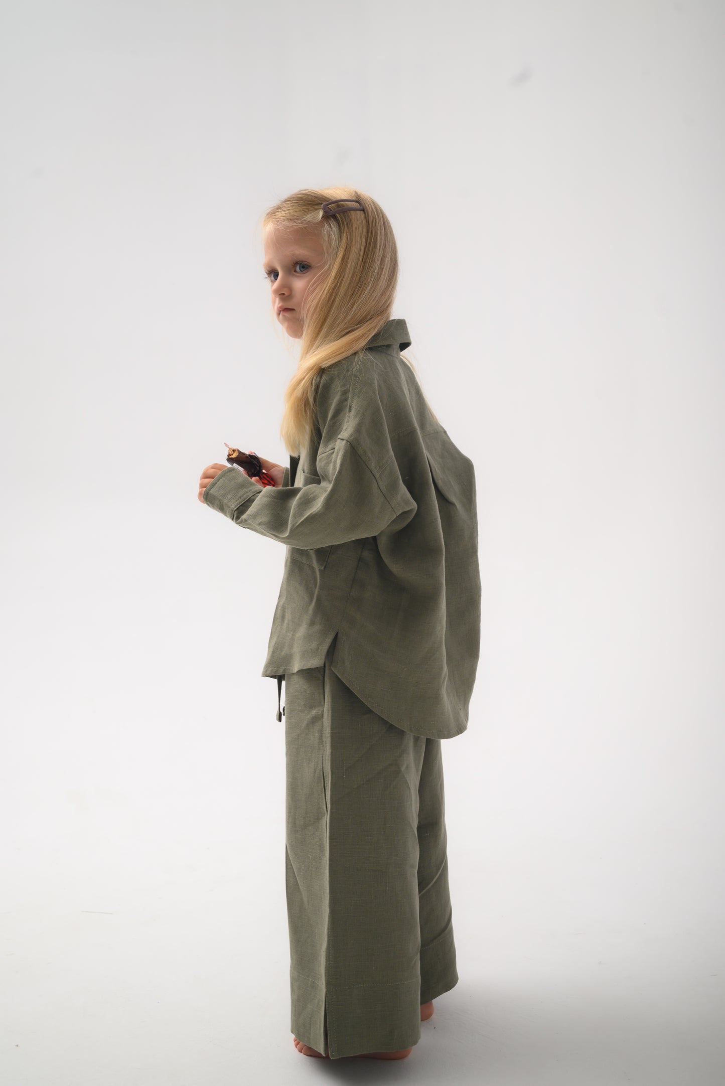 Family look, mother and daughter suit, olive