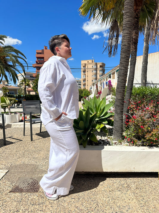 Women's linen 100% suit TOTAL WHITE