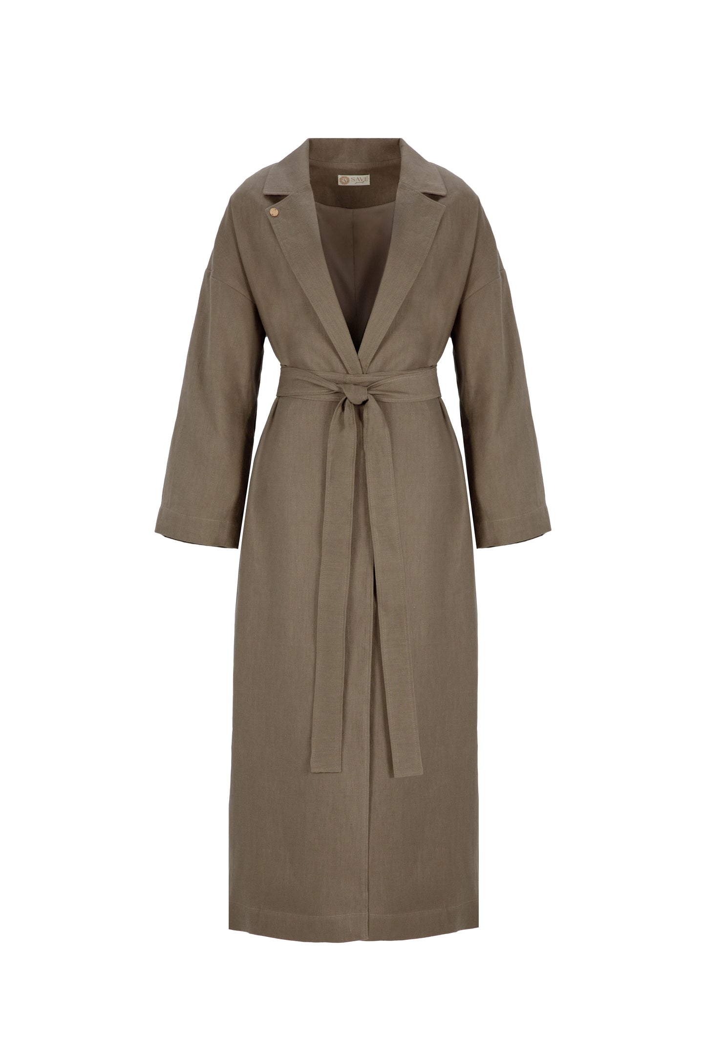 Trench coat made of 100% linen with cotton lining, beige