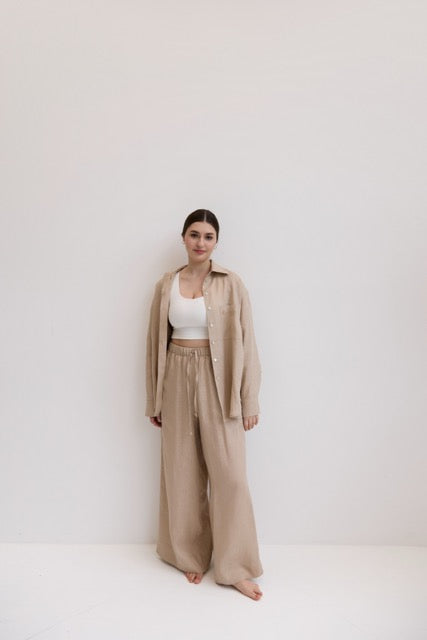 Women's linen 100% suit TOTAL BEIGE
