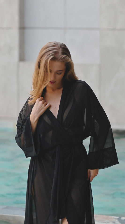 Kimono accessory, semi-transparent elastic mesh